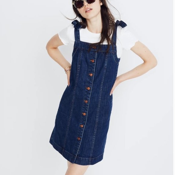 Madewell denim tie strap mini dress in size - Picture 1 of 6